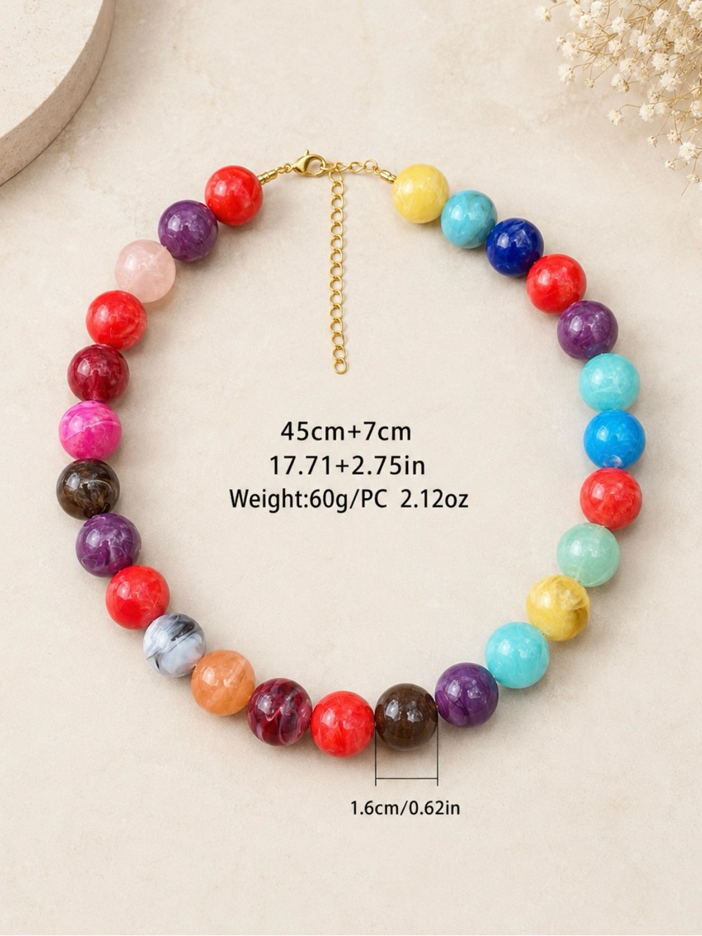 NEW! Multicolor Beaded Statement Necklace B2-120 - Picture 3 of 3